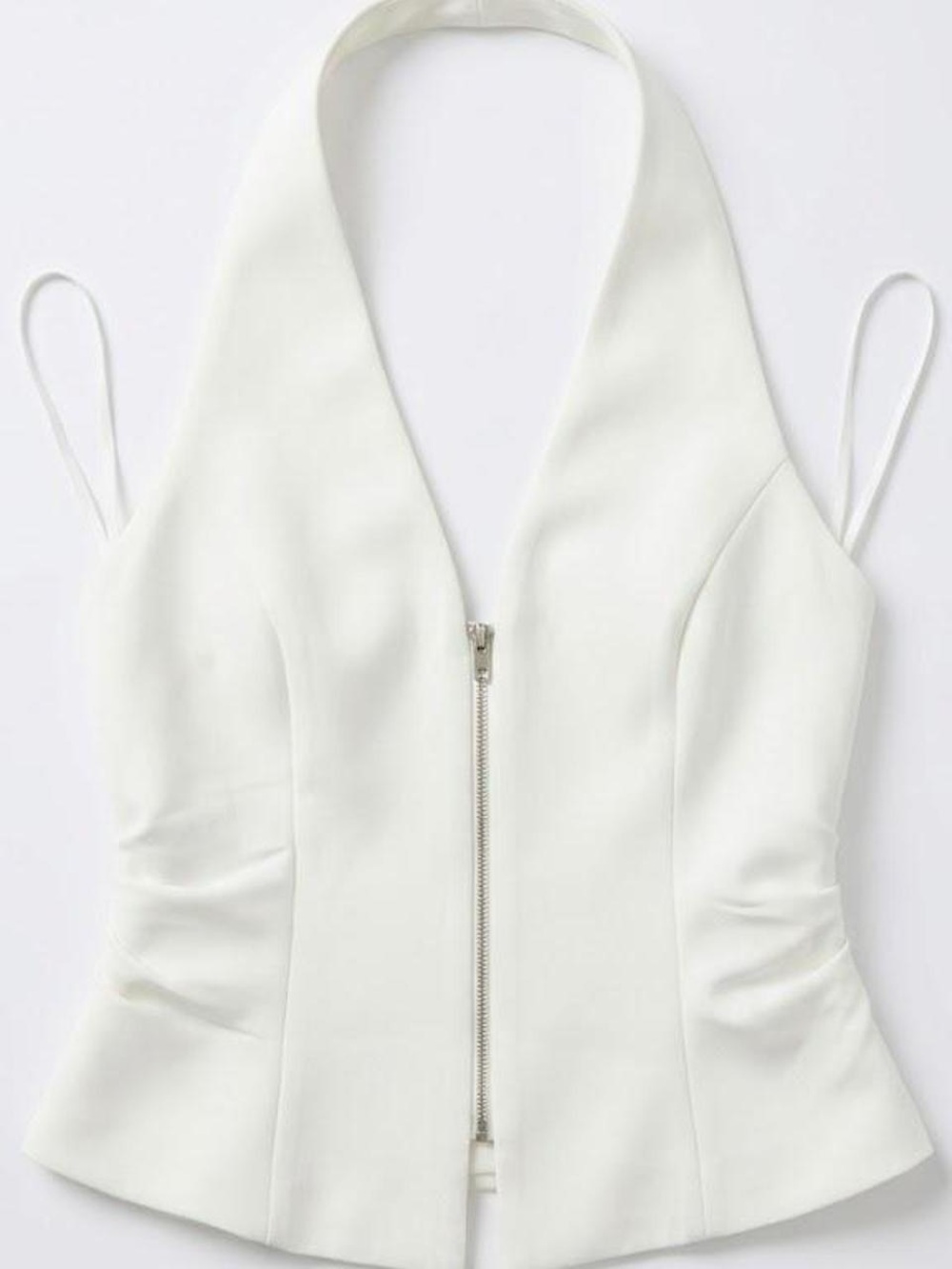 Zara White Halter Zip-Front Women's Vest going out Top